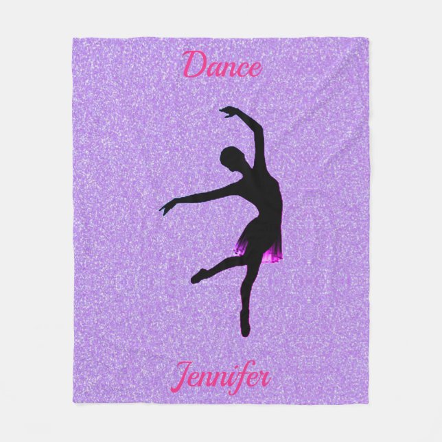 Purple Glitter Dance Personalised Fleece Blanket (Front)