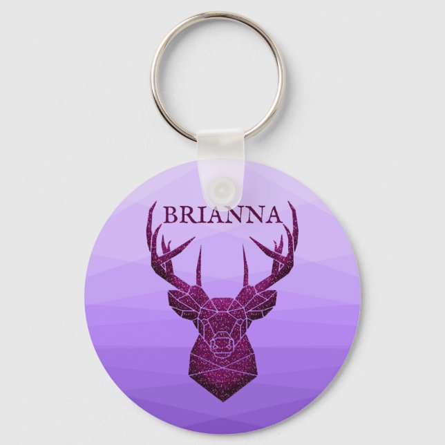 Purple Glitter Deer Key Ring (Front)
