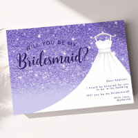 Purple Glitter Dress Will You Be My Bridesmaid