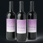 Purple Glitter Drip 50th Birthday Party Wine Label<br><div class="desc">These chic 50th birthday wine bottle labels feature a sparkly purple faux glitter drip border and purple ombre background. Personalise them with her name in purple handwriting script,  with her birthday and date below in sans serif font.</div>