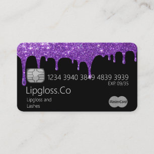 Purple Glitter Drip Credit Card Business Card
