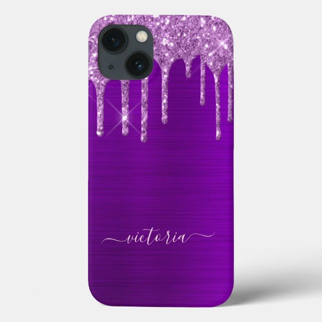 Purple glitter drips girly glam Case-Mate iPhone case (Back)