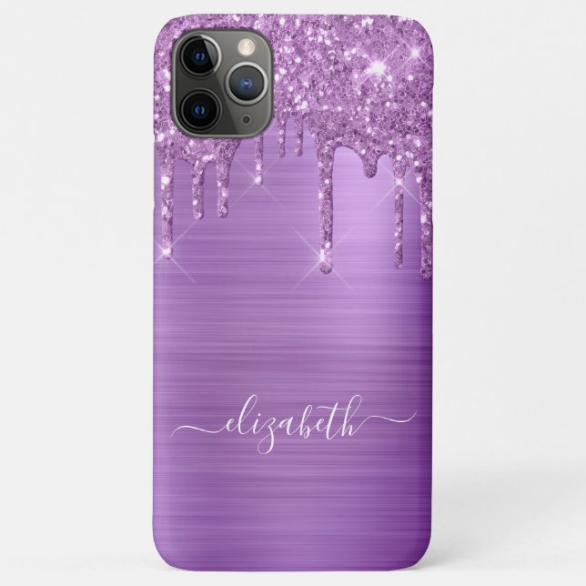 Purple Glitter Drips Personalised Case-Mate iPhone Case (Back)