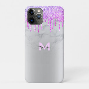 Purple Glitter Drips Sparkles Marble Name Case-Mate iPhone Case