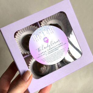 Purple Glitter Drips Strawberry Confection Legal Classic Round Sticker