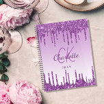 Purple glitter drips violet monogram 2025 planner<br><div class="desc">A purple,  violet gradient background with deep purple glitter drips,  paint dripping look.   Personalise and add a year (any year) a name your monogram initials. The name is written in purple with a modern hand lettered style script. Perfect for business,  school,  diary,  work or organising your personal/family life.</div>