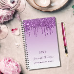 Purple glitter drips violet monogram name 2025 planner<br><div class="desc">A purple,  violet gradient background with deep purple glitter drips,  paint dripping look.   Personalise and add a year  (any year) a name and a title. The name is written in purple with a modern hand lettered style script. Perfect for business,  school,  diary,  work or organising your personal/family life.</div>