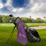 Purple glitter drops custom monogram name golf towel<br><div class="desc">A deep purple background. The purple colour is uneven. Decorated with faux glitter drops. Personalise and add a name,  your monogram initials. The name is written with a hand lettered style script.</div>