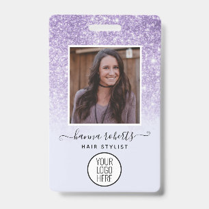 Purple Glitter Employee or Stylist ID Badge