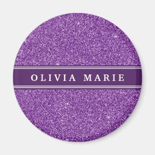 Purple Glitter (faux) Personalised Name Magnet