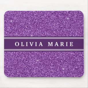 Purple Glitter (faux) Personalised Name Mouse Pad
