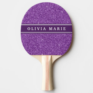 Purple Glitter (faux) Personalised Name Ping Pong Paddle