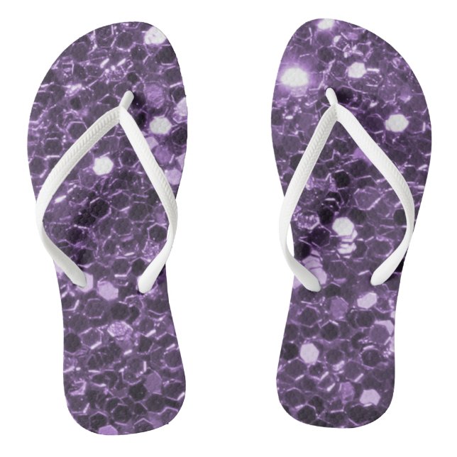 Purple Glitter Flip Flops (Footbed)