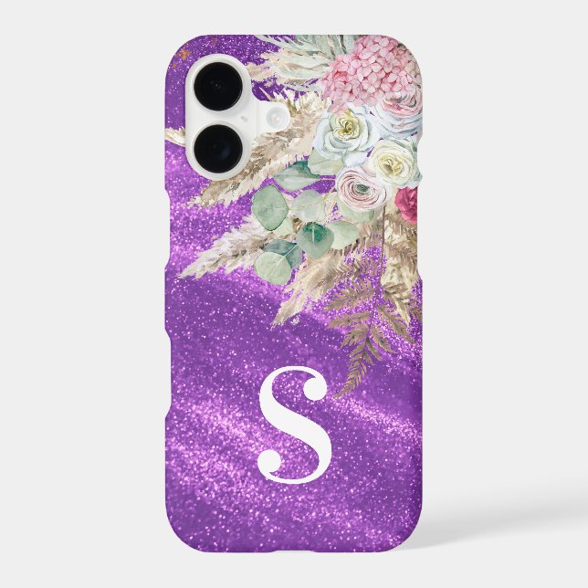 Purple Glitter Floral iPhone / iPad case (Back)