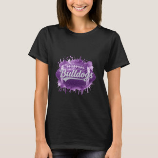 Purple Glitter Football – Bulldogs Team Spirit  T-Shirt