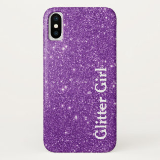 Purple Glitter Girl Show Your Glamours Sparkle iPhone X Case