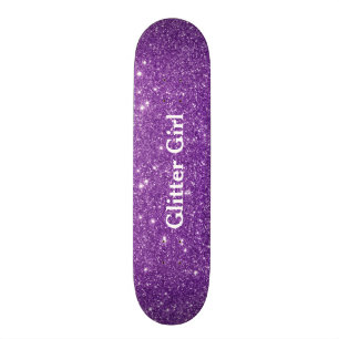 Purple Glitter Girl Show Your Glamours Sparkle Skateboard