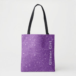 Purple Glitter Girl Show Your Glamours Sparkle Tote Bag