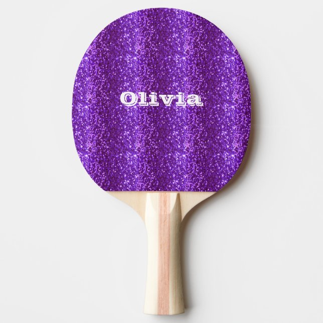 Purple Glitter Girly Glam Bling Modern Ping Pong Paddle (Front)