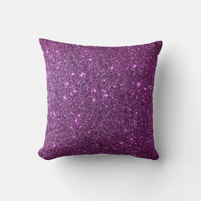 Purple Glitter Glam Sparkles -Faux Design Cushion (Front)