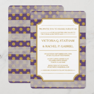 Purple Glitter Glamour Bat Mitzvah Invites