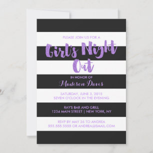 Purple Glitter Glamourous Bachelorette Party Invit Invitation