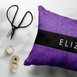 Purple Glitter, Glitter Background, Your Name Decorative Cushion