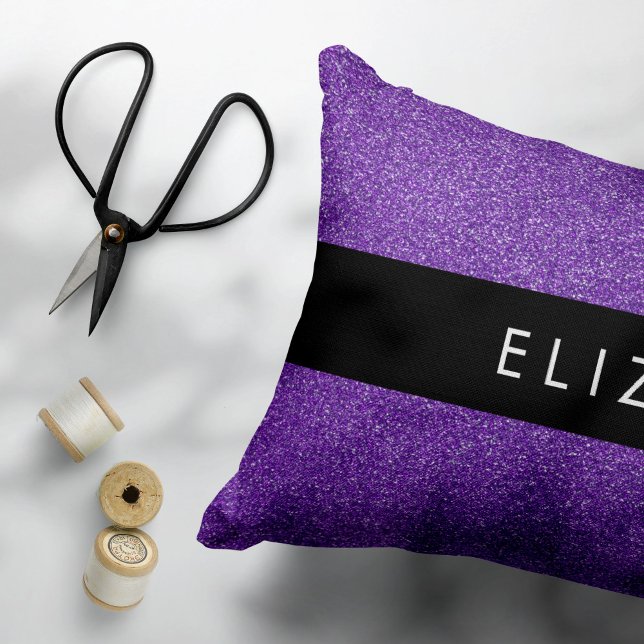 Purple Glitter, Glitter Background, Your Name Decorative Cushion (Creator Uploaded)