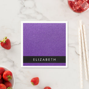 Purple Glitter, Glitter Background, Your Name Napkin