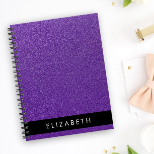 Purple Glitter, Glitter Background, Your Name Notebook