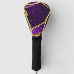 Purple Glitter Gold Geometric Mosaic Luxe Glamorou Golf Head Cover