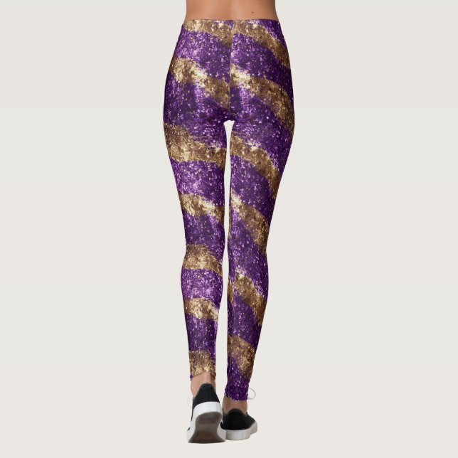 Purple Glitter Gold Sparkle Leggings (Back)