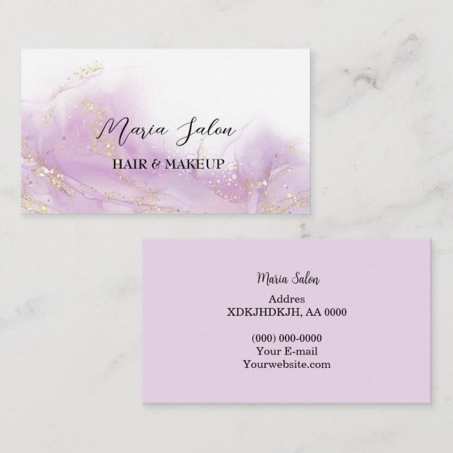 Purple glitter gold  watercolor Business Card (Front/Back)