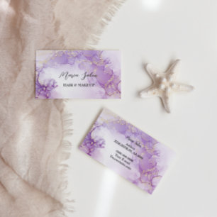 Purple glitter gold watercolor Business Card
