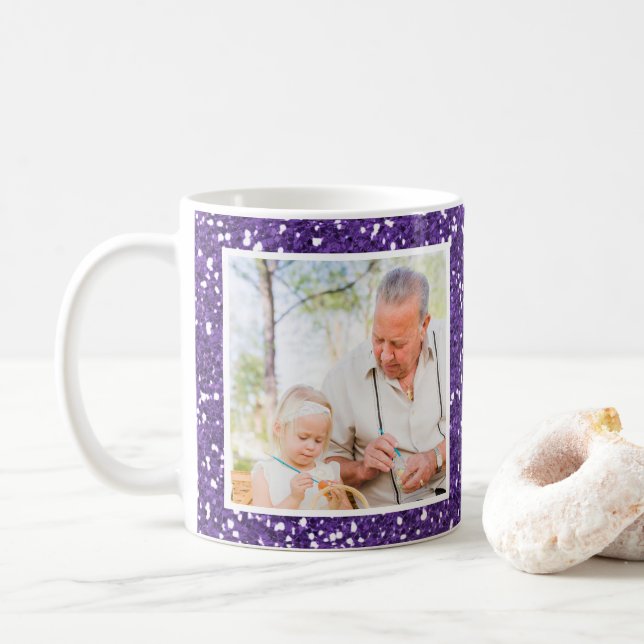 Purple  Glitter Grandparents 2 Photo   Coffee Mug (With Donut)