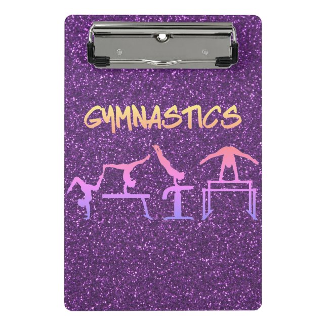 Purple Glitter Gymnastics Mini Clipboard (Front)