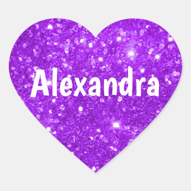 Purple Glitter Heart Sticker (Front)