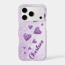 Purple glitter hearts lavender