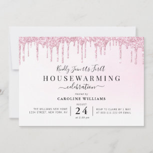 purple glitter housewarming party invitation