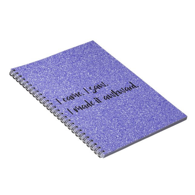 Purple Glitter I Made It Awkward Spiral Notebook (Right Side)