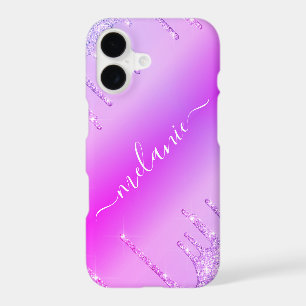 Purple Glitter iPhone Case with Custom Name