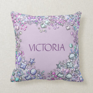 Purple Glitter Jewels Baby Throw Pillow - Heart