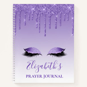 Purple Glitter Lashes Prayer Journal Notebook