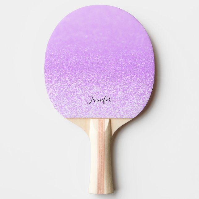 Purple Glitter Lights Personalized Ping Pong Paddle (Front)