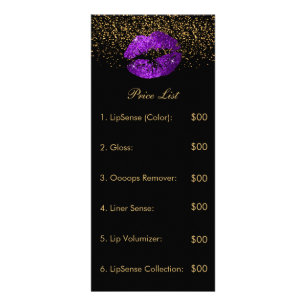 Purple Glitter Lip Price List Rack Card