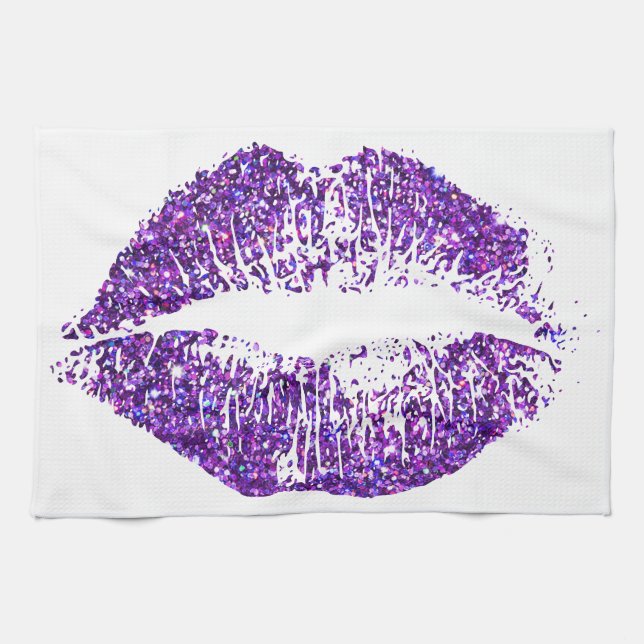 Purple Glitter Lips #2 Tea Towel (Horizontal)