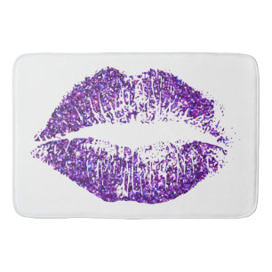 Purple Glitter Lips #3 Bath Mat