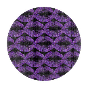 Purple Glitter Lips #3 Cutting Board