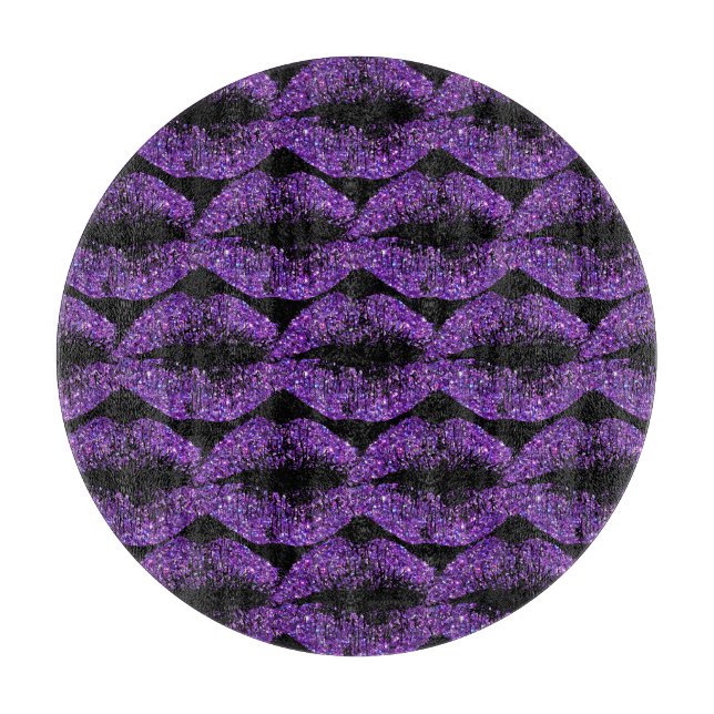 Purple Glitter Lips #3 Cutting Board (Front)