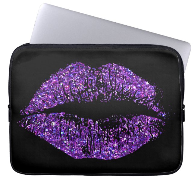 Purple Glitter Lips #3 Laptop Sleeve (Front)